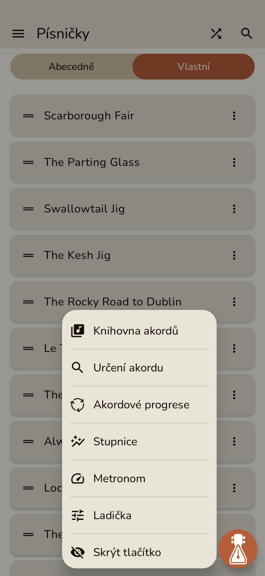 Screenshot plovoucího tlačítka v Ukulele Pouch